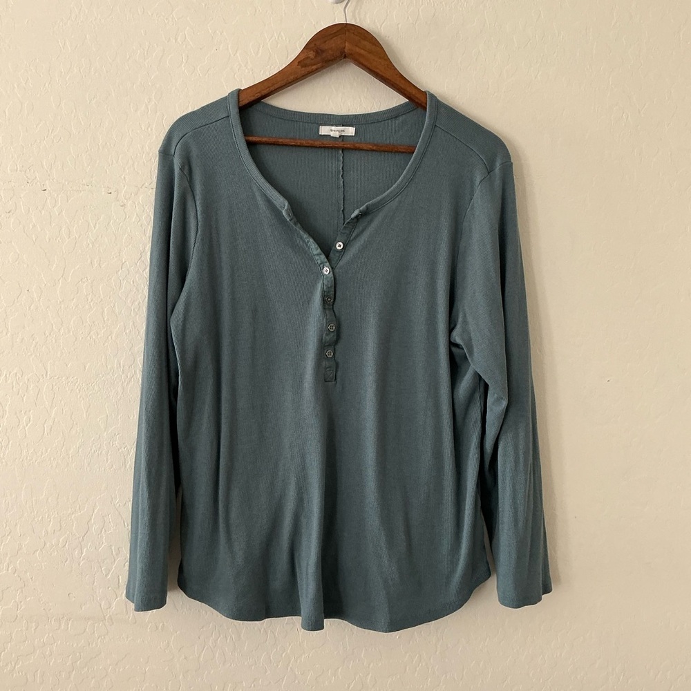 Maurices Teal Green Button-Front Women’s Long Sleeve Tee Size 1X